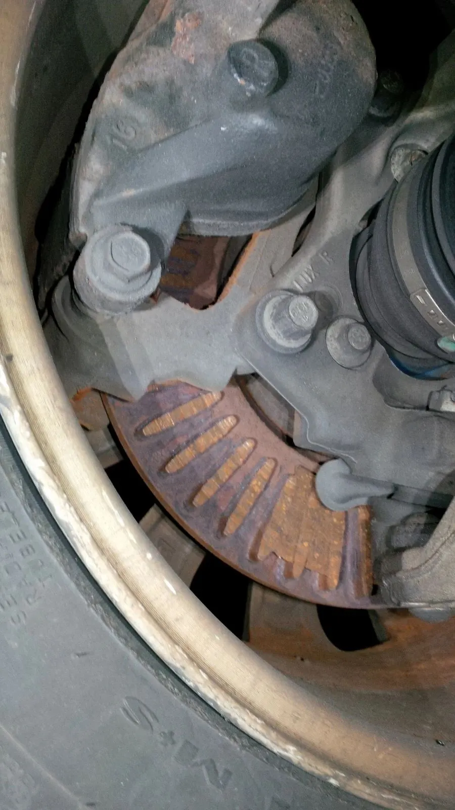 Worn Brake Pads and Disc