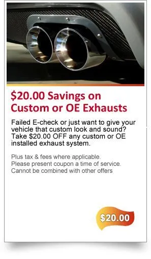 Custom Exhaust for Cars or Truck Coupon